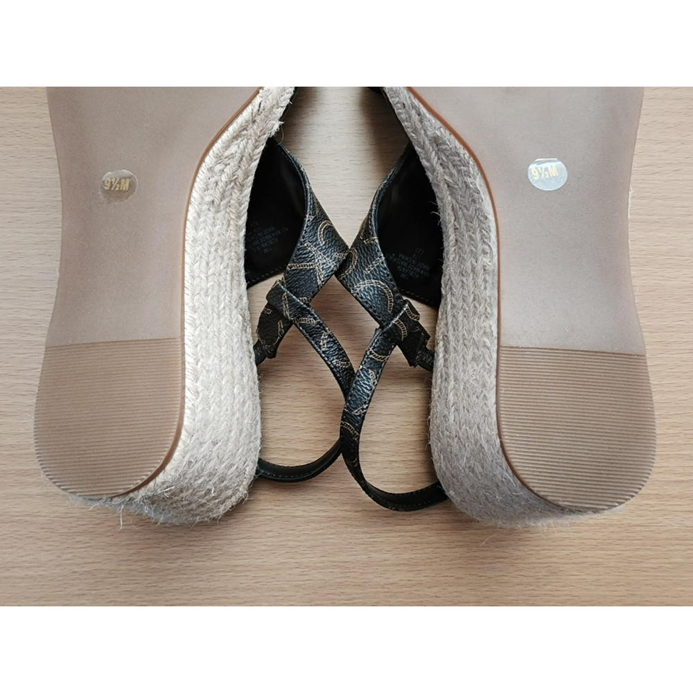 Calvin Klein Dark Brown Logo Espadrille Wedge Sing Back Sandals SZ 9.5 M - Picture 14 of 16